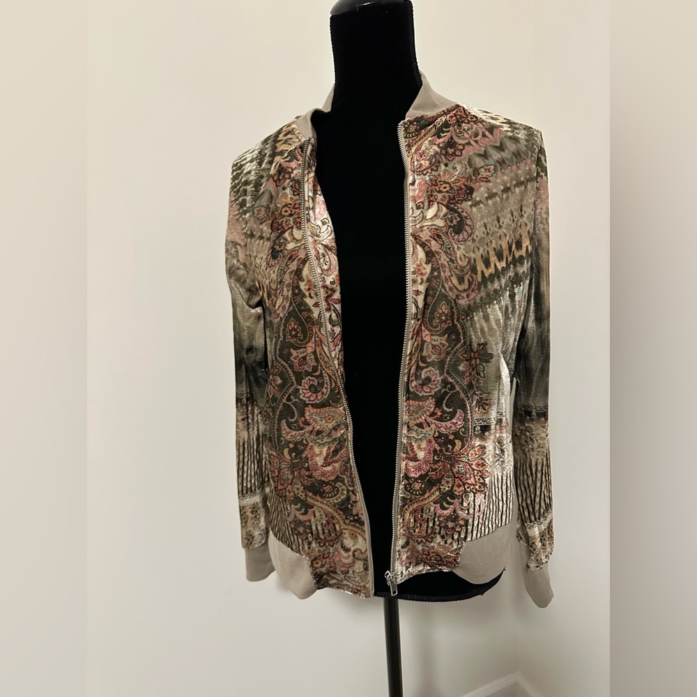 Women’s One World Tan Velour Zip-Up Jacket